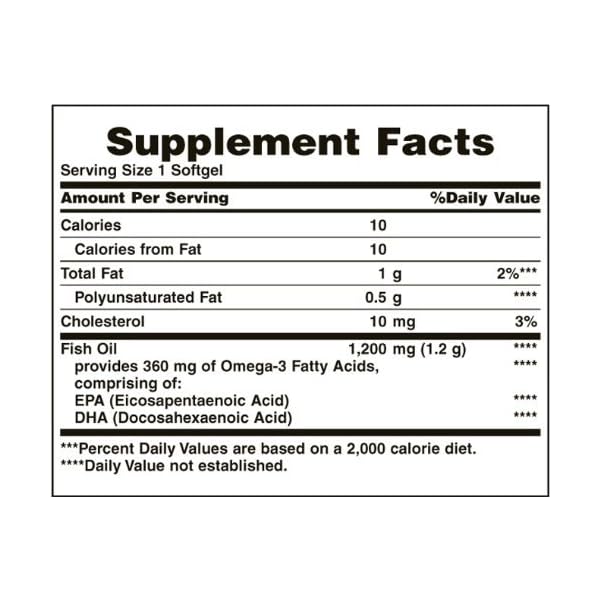 Nature's Bounty Fish Oil 1200 mg, Twin Pack, Supports Heart Health With Omega 3 EPA & DHA, 360 Rapid Release Softgels