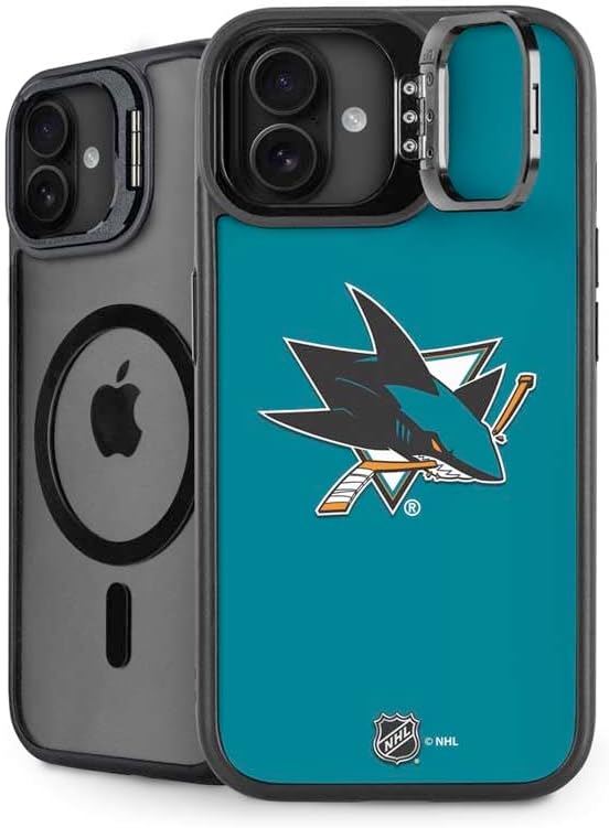 Skinit Kickstand Phone Case Compatible with iPhone 16 - Officially Licensed NHL San Jose Sharks Jersey Design