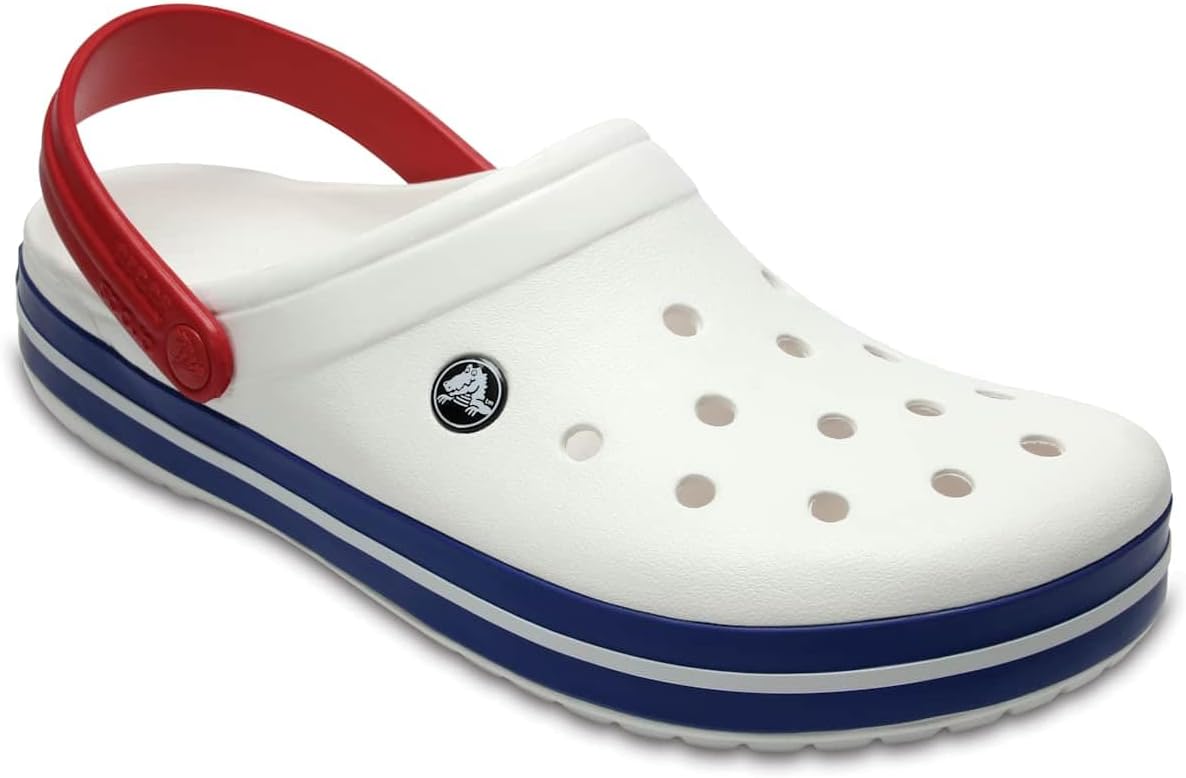 Crocs Unisex-Adult Crocband Clog, White/Blue Jean, 14 Women/12 Men