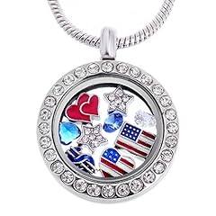 I Love U.s.a. - Round Locket With Crystals