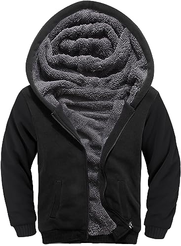 GEEK LIGHTING Boys Sherpa Lined Hoodie Kids Fleece Sweatshirt Full Zip Hooded Jacket