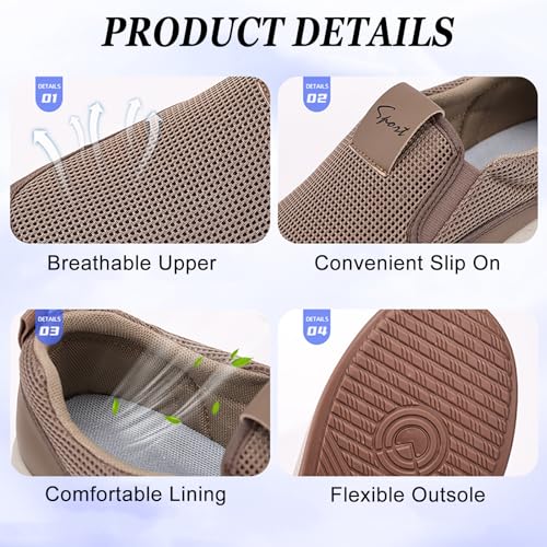 Mens Slip On Casual Loafers Mesh Boat Shoes Non-Slip Soft Sole Running Shoes Comfort Lightweight Breathable Walking Dress Sneakers for Gym Driving Office Work4