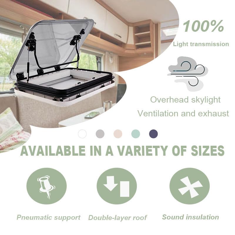 Lanterneau de Toit Transparent + Mastic d'étanchéité pour Caravane, Camping-Car,800x500mm