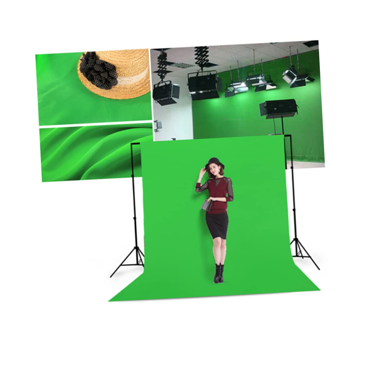 jojofuny Fondo Tacto Cómodo para Fotografía Verde de Tela de Algodón Mixto para Estudio y Uso en Interiores y Exteriores Adecuado para Fotógrafos Profesionales
