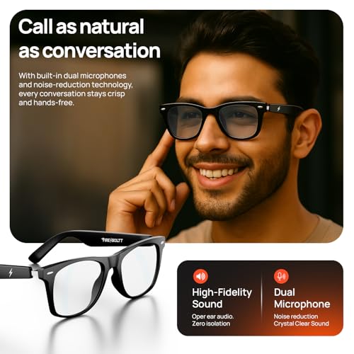 Image of Fire-Boltt Fire-Lens Dune Smart Glasses, Bluetooth Calling & Open-Ear Bluetooth Sunglasses with HD Sound & Smart Audio Touch Controls Voice Assistant (Siri /Alexa /Google), Fast Charging for Men & Women