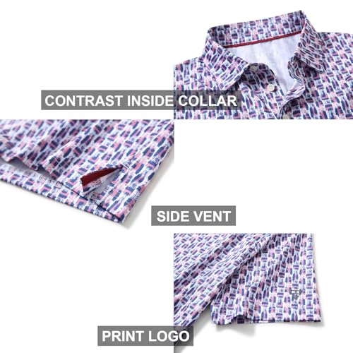 Image of Golf Shirts for Men Dry Fit Short Sleeve Print Performance Moisture Wicking Polo Shirt