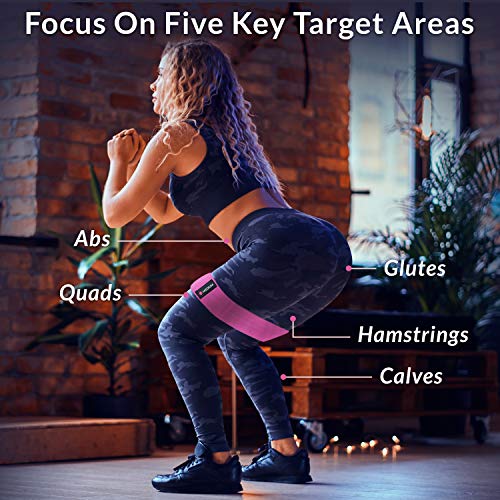 SweatLane Fabric Booty Bands - 3 Resistance Levels – Resistance Bands for Legs and Butt, Hips, Thighs and Glutes - Thumbnail 6