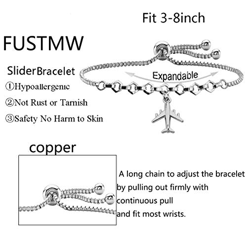 FUSTYLE Airplane Bracelet Aircraft Pendant Flight Attendant Jewelry Pilot Gifts for Aviation Traveler (bracelet) - Image 3