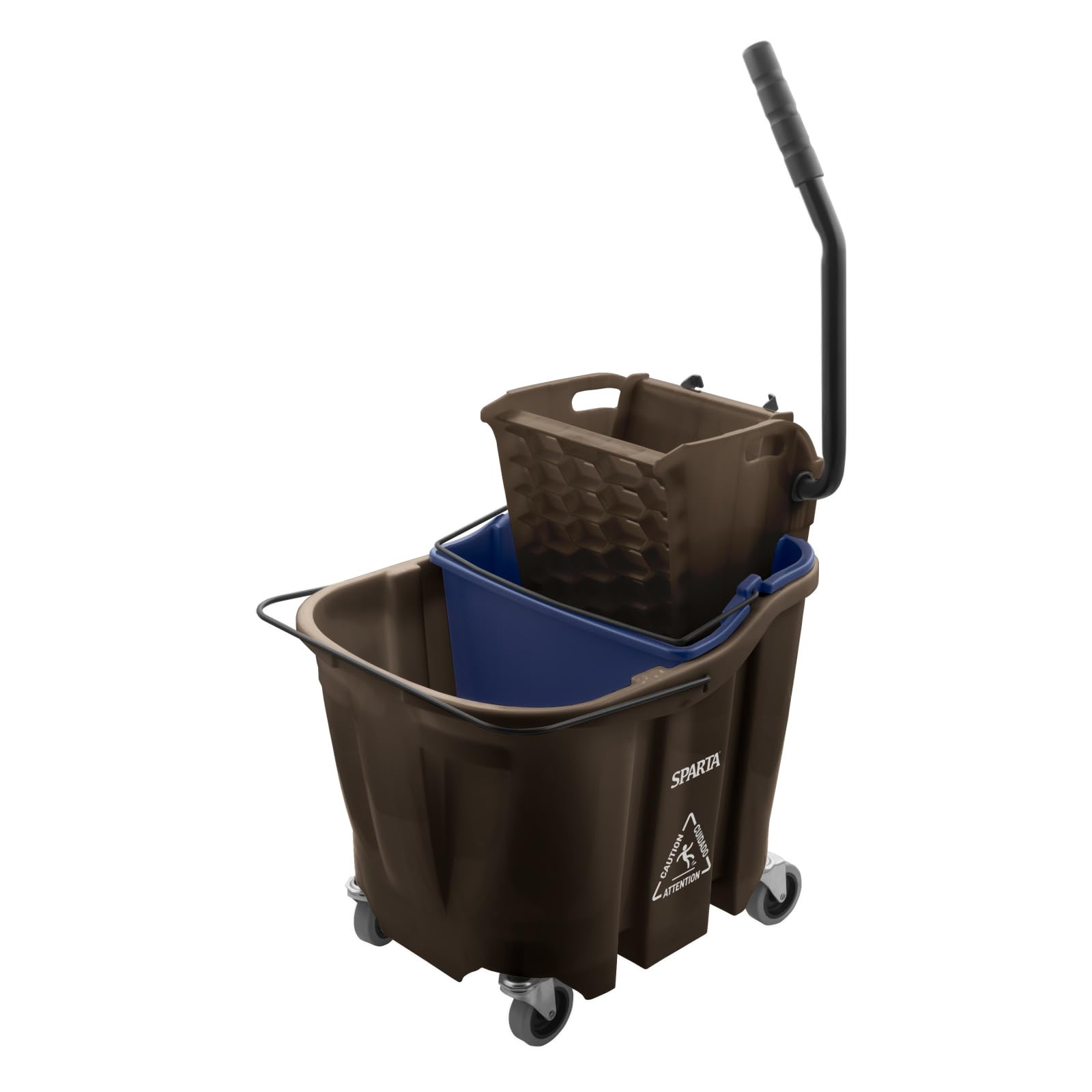 Carlisle FoodService Products Omnifit Mop Bucket with Side Press Wringer and Soiled Water Insert for Floor Cleaning, Kitchens, Restaurants, And Janitorial Use, Polypropylene (Pp), 35 Quarts, Brown