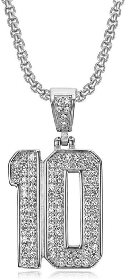 Hip hop Jewelry Hip hop Necklace Stainless Steel Vacuum Gold Plated Set Number 10 Pendant Necklace Hip hop Men's and Women's Chain