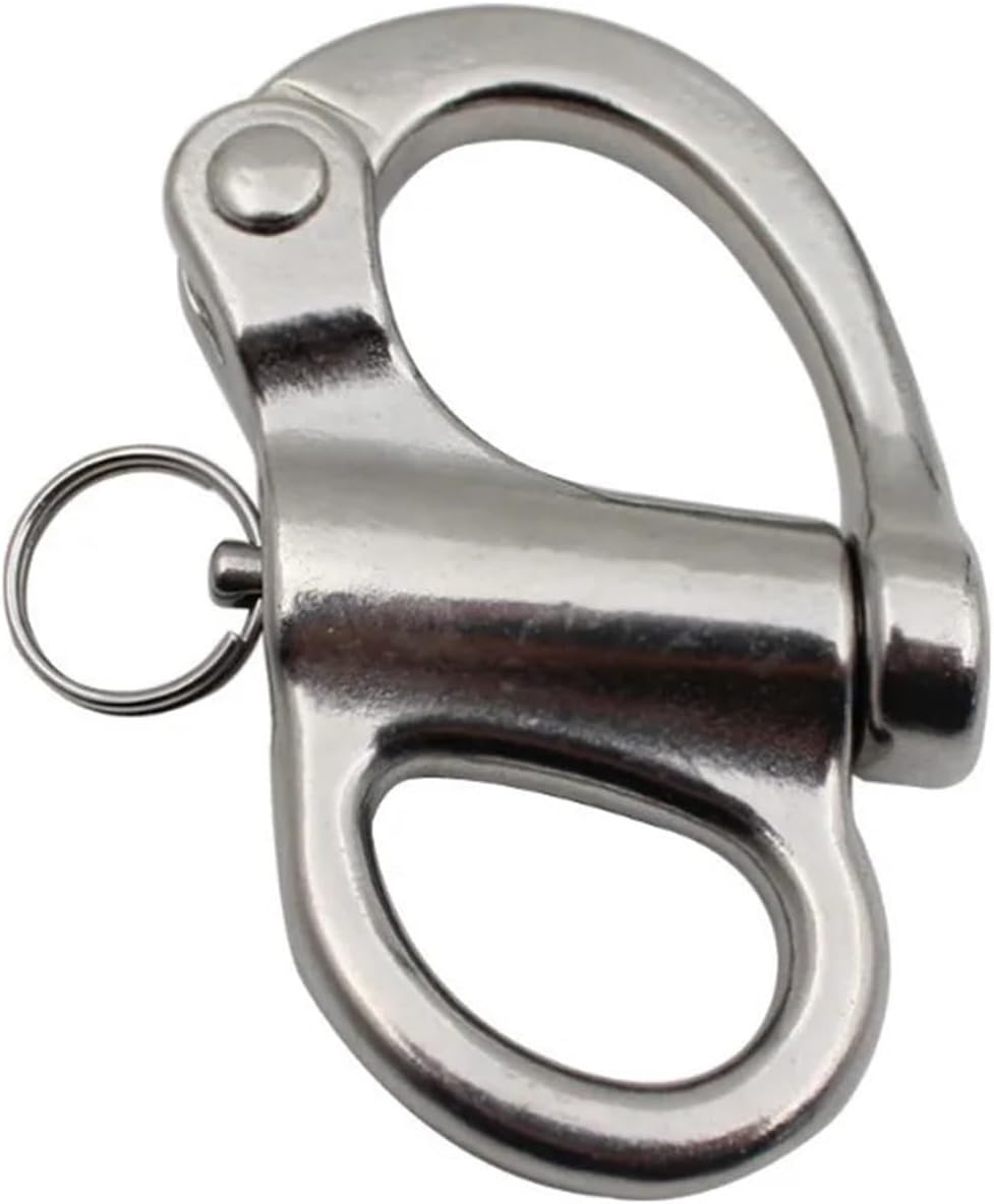 1pc Self-Locking Fixed Spring Snap Shackle 304/316 Stainless Steel Rigging Sailing Fixed Bail Eye Snap Hook Yacht Outdoor Living(52mm-316)
