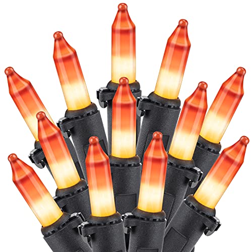 Image of Minetom 100-count 25Ft.Yellow & Orange Candy Corn Incandescent Mini Halloween String Lights for Outdoor & Indoor Halloween Decoration, Waterproof & Connectable, 2 Pack