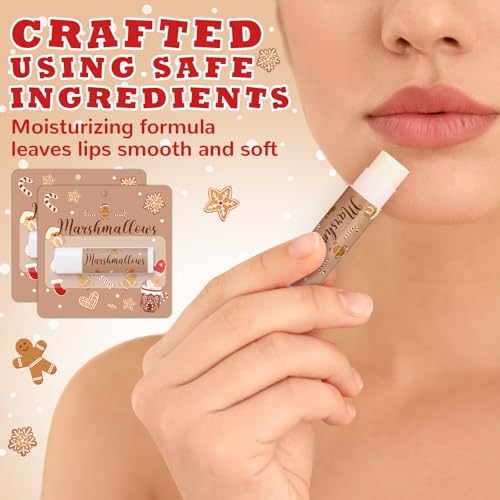Image of 24 Pcs Christmas Hot Cocoa Lip Balms Bulk Christmas Party Stocking Stuffers Hot Chocolate Flavor Coffee Gift Supplies for Travel Lipstick Winter Birthday Party Favors