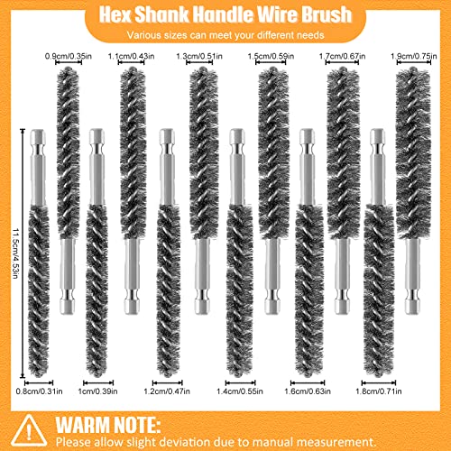 Stainless Steel Bore Brush Stainless Steel Bristles Wire Brush for Power Drill with Hex Shank Handle (0.8 cm,0.9 cm,1 cm,1.1 cm,1.2 cm,1.3 cm,1.4 cm,1.5 cm,1.6 cm,1.7 cm,1.8 cm,1.9 cm, 12 Pcs) by Geiserailie - Image 2