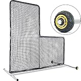 Kapler L Screen Baseball Pitching Protective Screen with Wheels Easy Move, 7X7FT Baseball Softball P