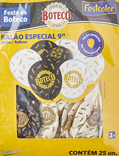 Balão Especial Boteco, Festcolor 105201, Preto/Marrom, Festcolor, 105201, Preto/Marrom, pacote de 25
