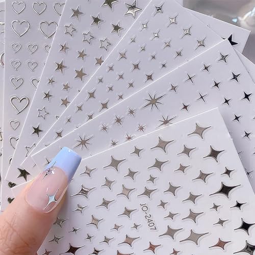 Nooepc SILVER-1 7 Sheets Metallic Mirror Silver Nail Stickers Nail Art thumb #4