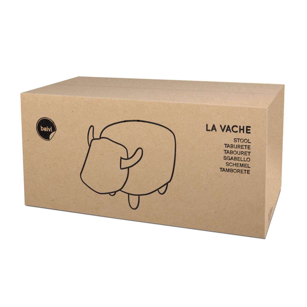 Balvi Taburete La Vache Color marrón con Forma de Vaca Patas de Madera Polipiel/Madera