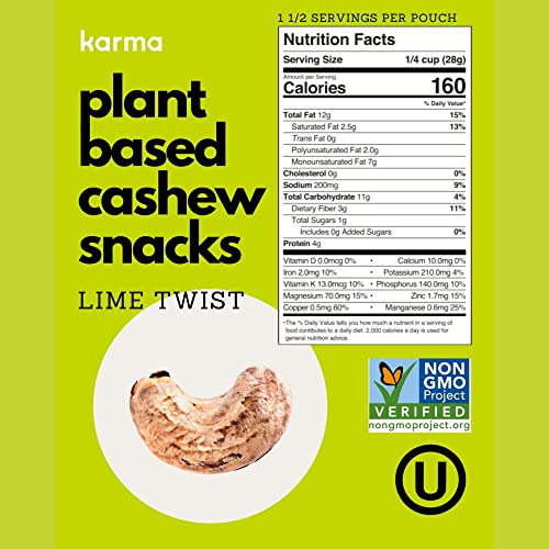 Image of Whole 30 Variety Pack Cashews by Karma Nuts, Whole, Roasted, Vegan, Zero Sugar, Non GMO, Gluten Free, Low Carb, Low Calorie, Everyday Nut Snack, 1.5 Ounce (6 Snack Packs)