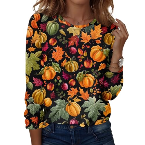 Halloween Shirts for Women Long Sleeve Plus Size Fashion Crewneck Comfortable Tshirts Halloween Costumes for Women
