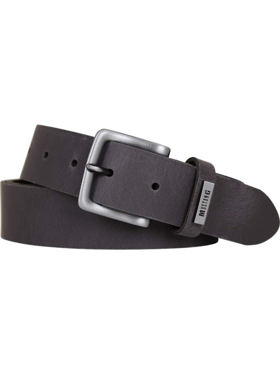 MUSTANG Adjustable Leather Belt 3.5 W90 Dark Grey - shortenable