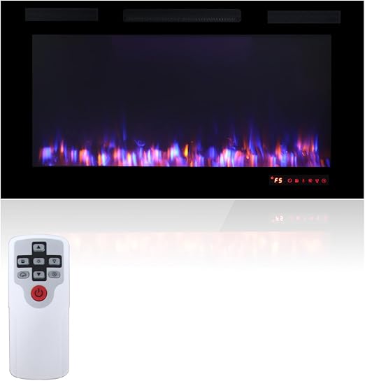 42 Inch Electric Fireplace Heater, Recessed and Wall Mounted Fireplace, Ultra Thin