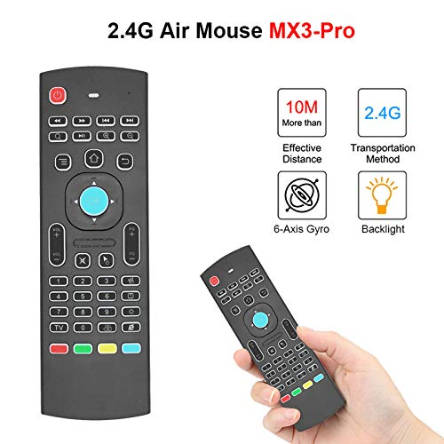 Mx3 Pro Backlight 2.4G Mini Wireless Keyboard Air Remote Mouse 3D Fly Remote Controller Built-In 3-Gyro 3-Gsensor With Nano Usb Receiver Perfect For Android Tv Box Iptv Mini Pc Smart Projector #TOP1
