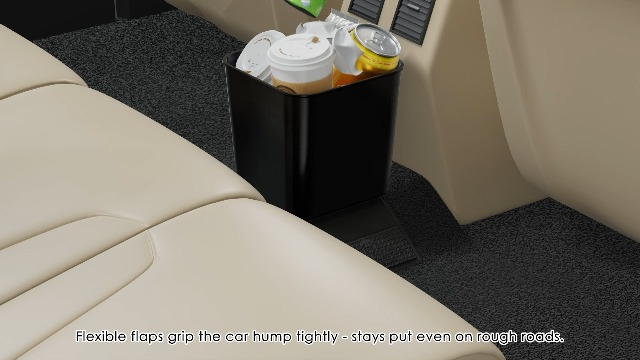 Image of Car Trash Can with Stability Wings - Leakproof Portable Garbage Bin for Fabric & Rubber Mats - Compact Durable Plastic Auto Organizer for Cars, SUVs, Trucks (Black, Large)