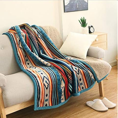 Ukeler Flannel Sherpa Throw 50'' x 60''- Bohemian Soft Plush Flannel Blanket Throws for Bed/Couch/Sofa/Office/Camping Cover
