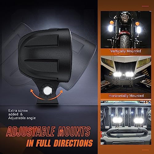 Image of Nilight 2 PCS 4 Inch 2100LM Super Spotlight Motorcycle LED Pods | Built-in EMC, for Driving Offroad Fog Lights with 16 AWG DT Wiring Kit for Motorbike SUV ATV Truck Boat Tractor Forklift