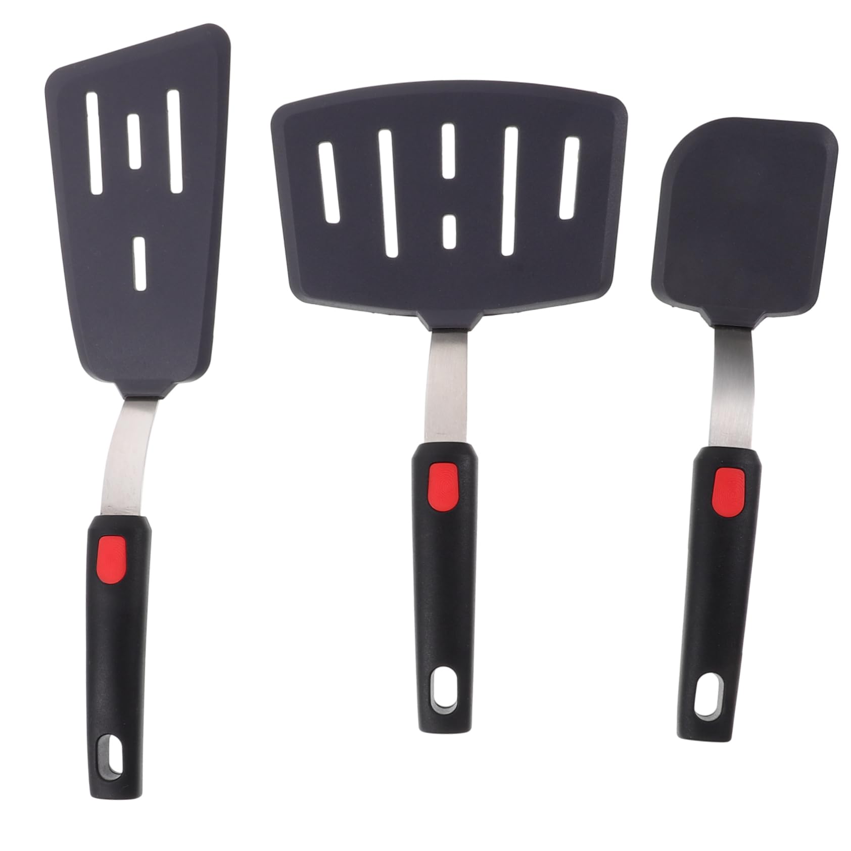 Kisangel 3pezzi Spatola in Silicone per Cucina Spatola Antiaderente per Friggere Portatile per Wok e Pentole Grandi Resistente al Calore e Riutilizzabile
