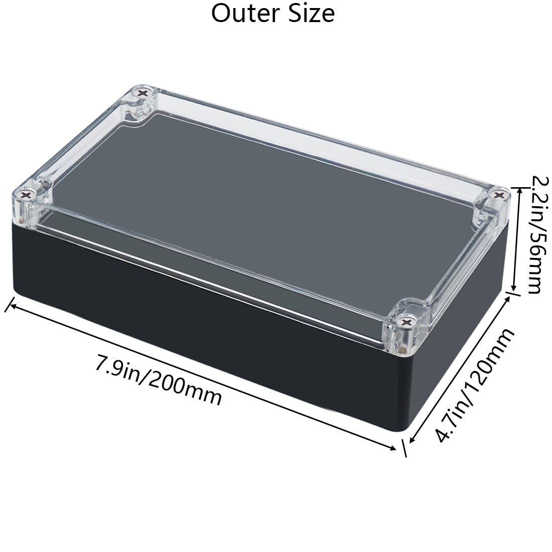 Junction Box, Zulkit Project Box IP65 Waterproof Outdoor Box ABS Plastic Electrical Boxes Electronic Enclosure 7.9 x 4.7 x 2.2 inch(200 x 120 x 56 mm)(Pack of 2)