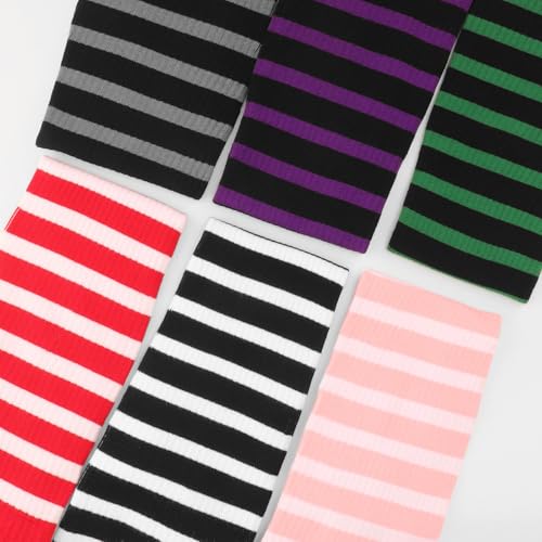 Image of DRESHOW Plus Size Thigh High Socks Striped Over Knee Long Boot Stockings Knee High Tube Socks Leg Warmers for Women