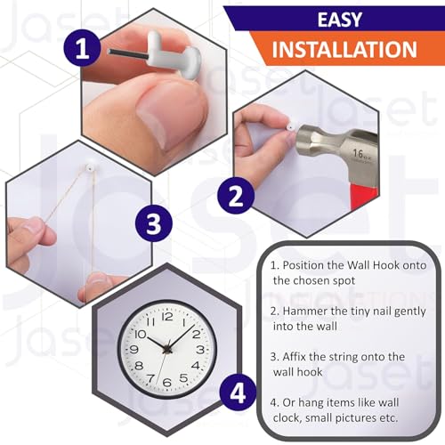 Image of Innovations Wall Mounting Nails /Hooks (Large-Big Size) - Multi Purpose, Non-Trace Invisible, No Drill Installation for Hanging Light Weight Photo Frames, Wall Clocks, Keys - Pack of 200 Pieces