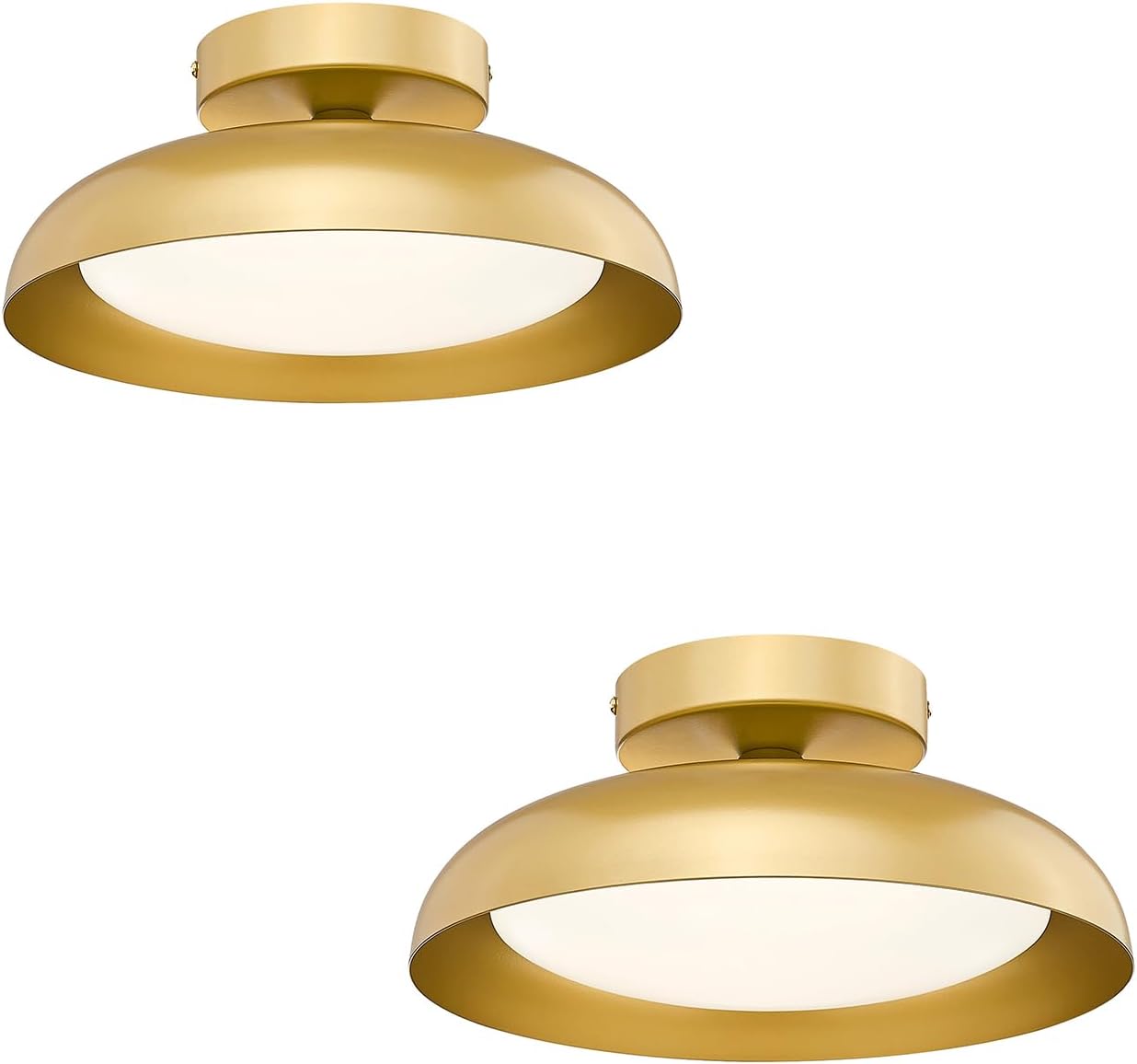 kudos Gold Ceiling Light 2PK, 12 Inch LED Semi Flush Mount Ceiling Light Fixture, 12W/700Lm Ceiling Lights for Kitchen, Bathroom, Hallway, 3000K/4000K/6000K Adjustable,KDCL01-GD-2PK