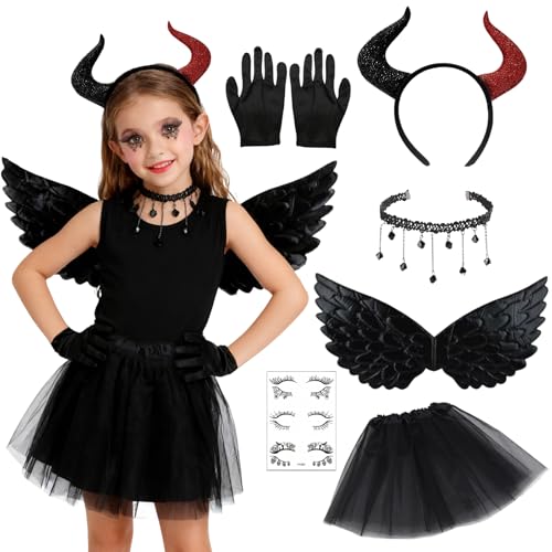 Xerteam 6 unidades de disfraz de diablo para niña, disfraz de céntimo maléfi, falda de gasa para niños, Halloween, carnaval, cumpleaños, fiesta, disfraz, carnaval, fiesta