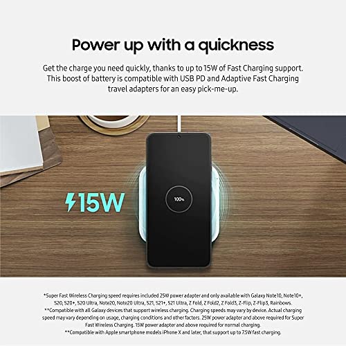 Samsung 15W Wireless Charger Single, Cordless Super Fast Charging Pad For Galaxy Phones And Devices, Usb C Cable Included, 2022, Us Version, Black #TOP1