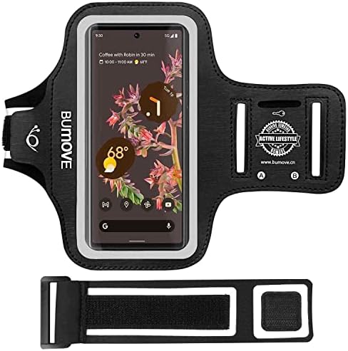 BUMOVE Pixel 7/7 Pro/6/6 Pro/5a Armband, Gym Running Workouts Sports Phone Arm Band for Google Pixel 7, 7 Pro, 6, 6 Pro, 5a with Card Holder (Black)