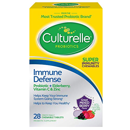 Culturelle Immune Defense, Probiotic + Elderberry, Vitamin C and Zinc, Immune Support for Adults, Mixed Berry Chewables, 28 CT