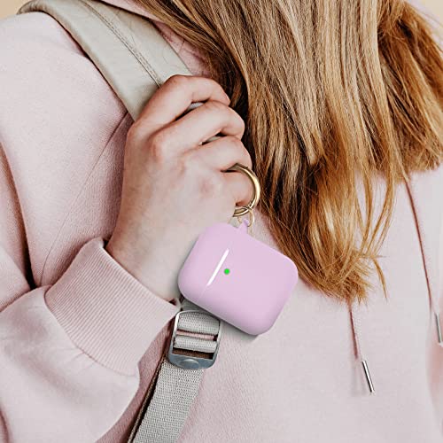 Moloppo Airpods Case Cover , Soft Silicone Protective Cover With Keychain For Women Men Compatible With Apple Airpods 2Nd 1St Generation Charging Case, Front Led Visible- Pink Purple #TOP7