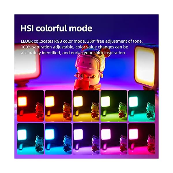 Godox LED6R RGB-Videoleuchte, dimmbar 0-360 Vollfarbe 3200K-6500K 13 FX-Spezialeffekte und magnetische Anziehungskraft… – Bild 4