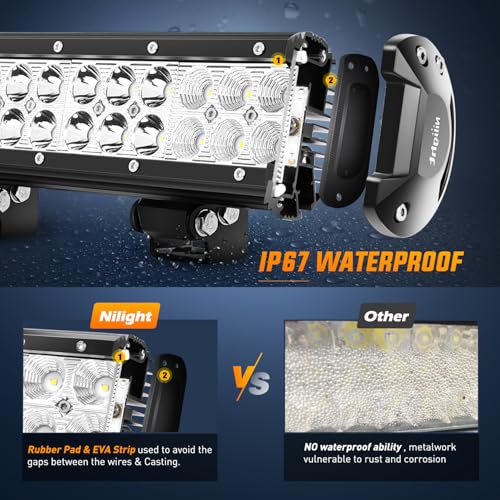 Image of Nilight LED Light Bar with Yellow Black Covers 2 PCS 12 Inch 72 W | Spot Flood Combo Beam, Super Bright Off Road Driving Fog Boat Lighting for Trucks Pickup Golf Cart SUV ATV UTV 4x4 Van Camper