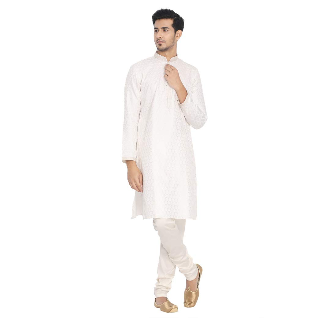 manyavar Men's Traditional Jacquard Print Kurta and Pajama Set (2pcs)-picture-14