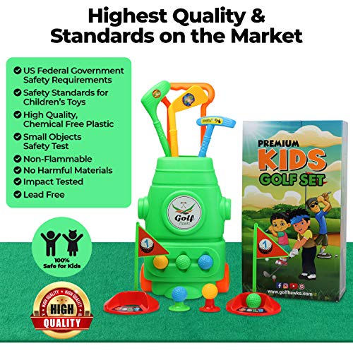 (Lab Tested) - Premium Kids Golf Clubs 3-5 - Kids Golf Set - Toy Golf Set - Toddler Golf Set - Golf Toys For Kids - Mini Golf Set - Baby Toddler Golf Clubs - Plastic Play Golf Clubs - Age 3 4 5 6 #TOP1