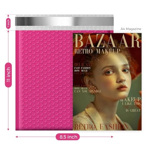 Image of Fuxury Bubble Mailer 8.5x12 Inch 250 Pack Self-Seal Adhesive Padded Envelopes Bulk, Water Resistant Padded Mailers for Mailing,Packaging,Small Business,Shipping, Hot Pink #2