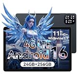 KINGRID Android 16 Tablet mit SIM Karte - 24 GB+256 GB(2 TB TF), Tablet 11 Zoll, 1920 * 1200 FHD+, 8000 mAh, 16 MP+8 MP, Dual 4G LTE, Gemini KI, Widevine L1, TÜV Rheinland (4 Jahre Garantie)
