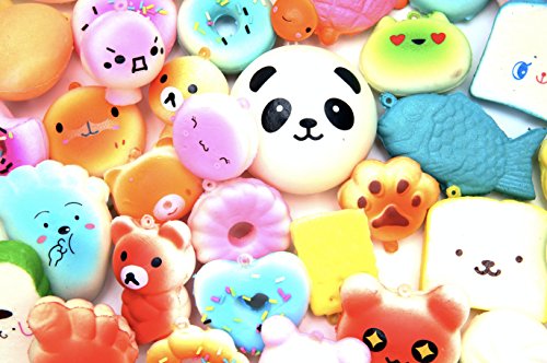 CloverTale 20 Pack Squishy Toy Jumbo Food Squishise Cat Hamburgers Cream Scented Slow Rising Squishies Charms, Kid Toy, Lovely Toy Stress Relief Toy Cell Phone Straps Key Chains Stress Relief toy - Thumbnail 3