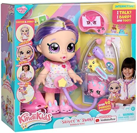 Kindi Kids Toddler Doll - Shiver and Shake Rainbow Kate - Interactive Talking Toy with Shopkins Accessories, 5.55 x 3.98 x 9.96 inches