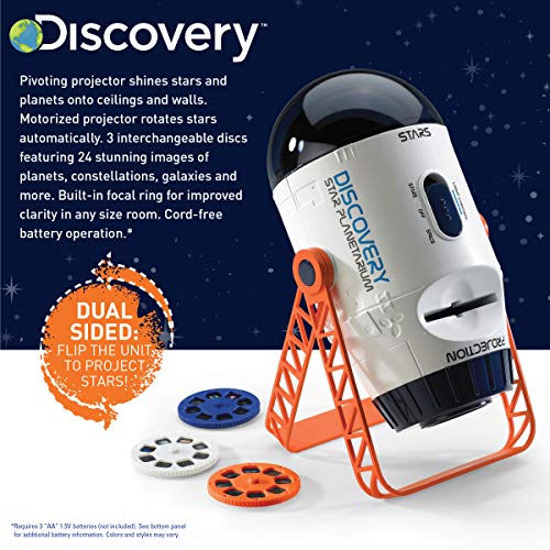 Discovery #MINDBLOWN 2-in-1 Reversible Planetarium Space Projector, 24 Images, 360-Degree Rotation, Moving Stars and Stationary Modes, Displays Planets Nebula Stars Constellations, Kids Astronomy Toy