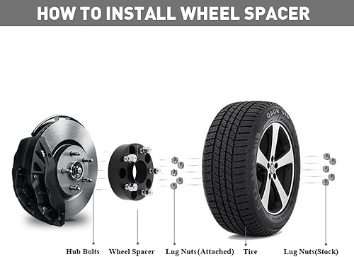 Miniatura 10 de DCVAMOUS 4 espaciadores de rueda centrales negros 5x4.5 5x114.3 de 2 pulgadas con pernos de 12x1.25 66.1 compatible con Nissan Infi-niti 5 Lug para